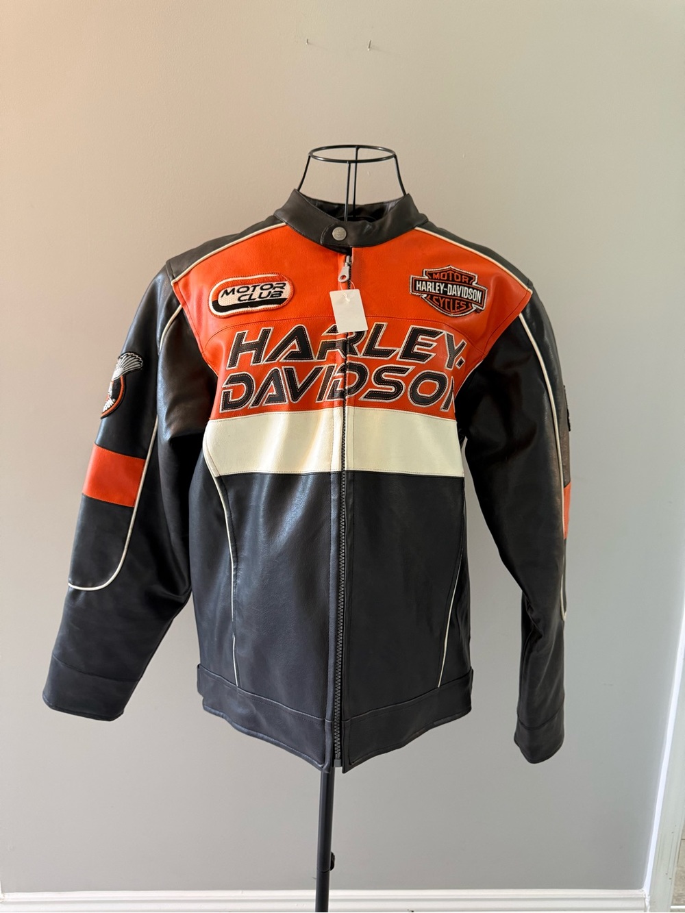 Vintage Harley-Davidson Black, Orange  & White Racing Jacket